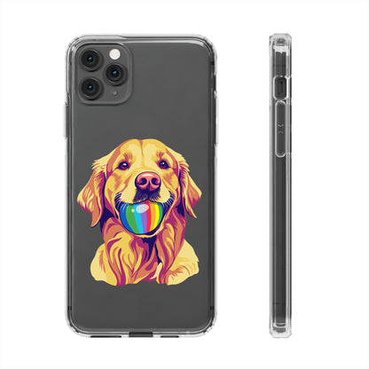 Rainbow Ball Golden Retriever Clear Phone Case | LGBTQ+ Pride Pet Lover Gift