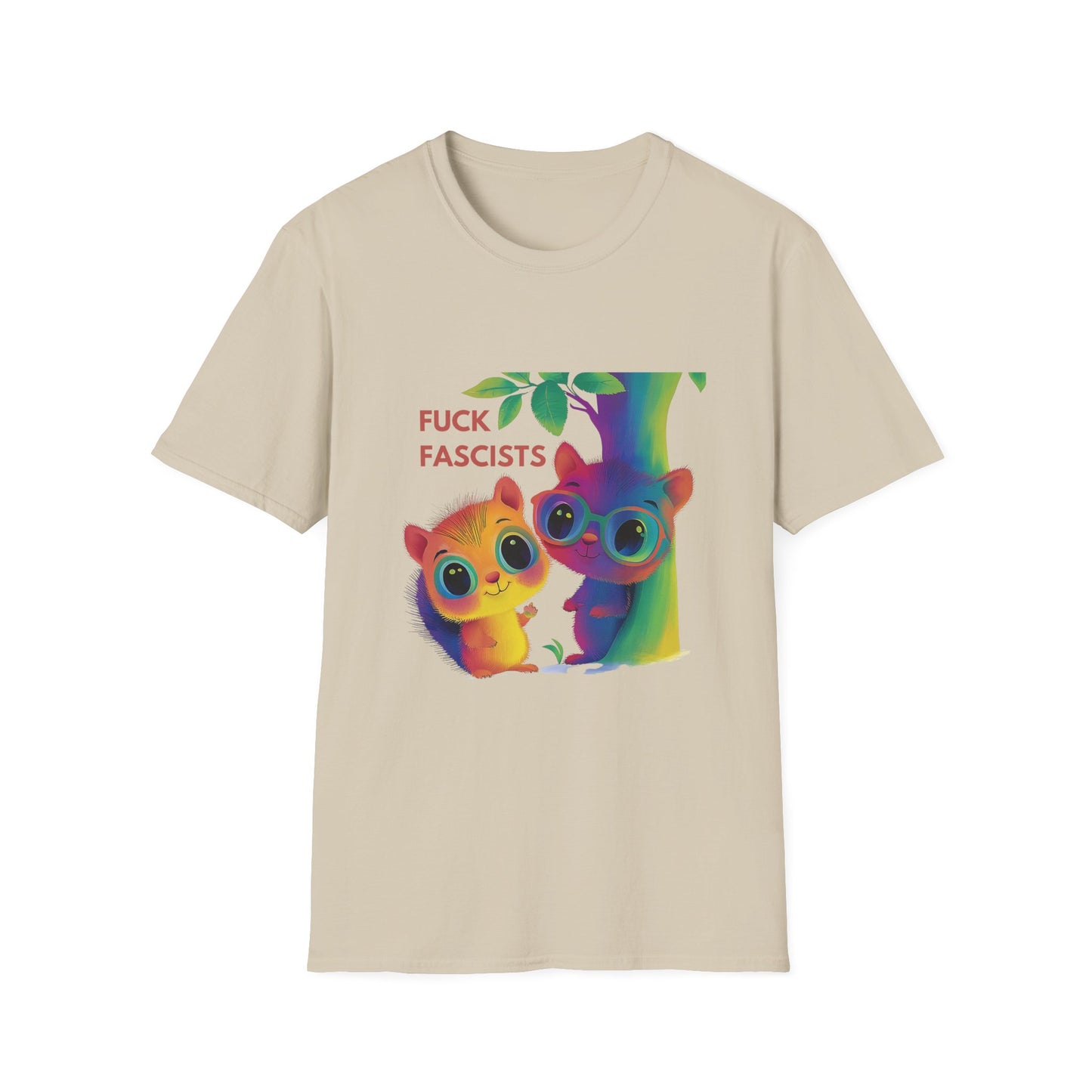 Rainbow Squirrels Anti-Fascist T-Shirt | Kawaii Activist Unisex Tee