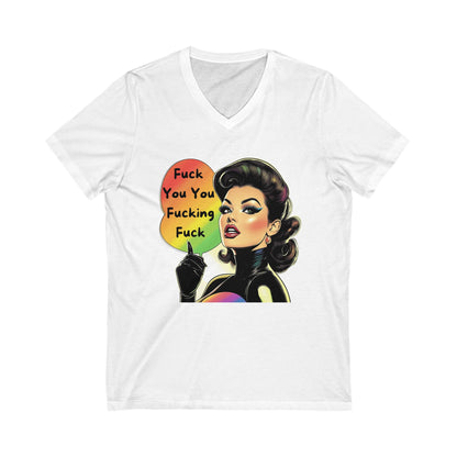 Retro Diva Sass V-Neck Tee | Vintage Pin-Up Style | Bold Statement Unisex T-Shirt