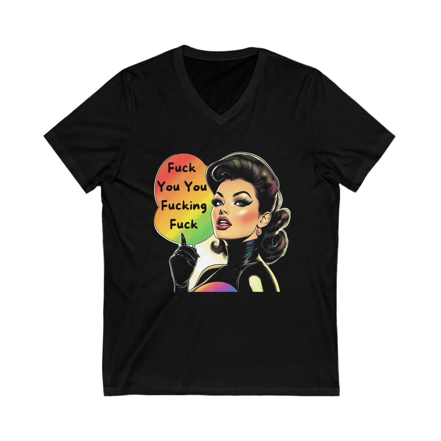 Retro Diva Sass V-Neck Tee | Vintage Pin-Up Style | Bold Statement Unisex T-Shirt