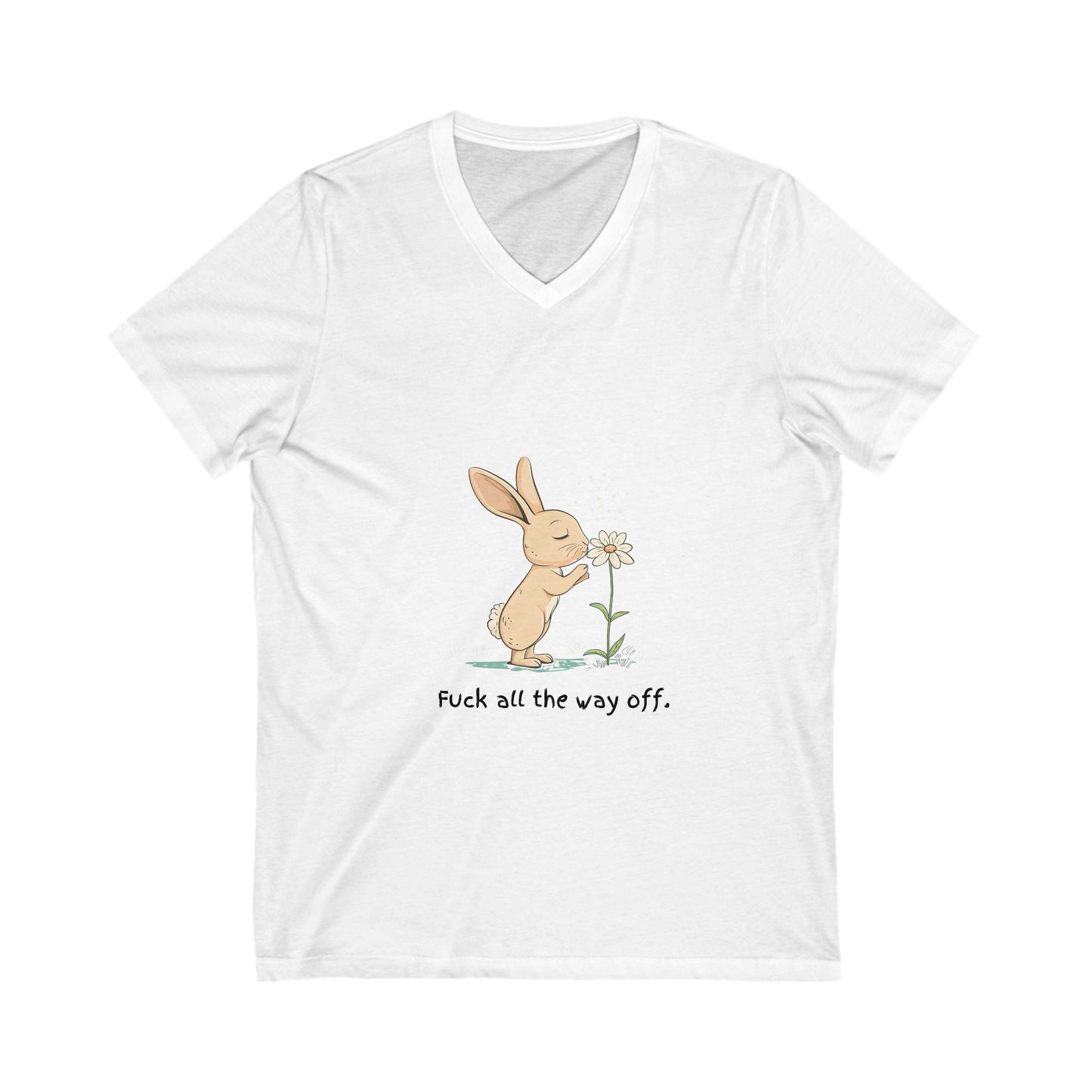 Kawaii Bunny Protest V-Neck | Sassy Rabbit Floral Tee | Cute Activist Unisex T-Shirt