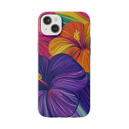 Tropical Hibiscus Rainbow Phone Case | Pride Floral Flexi Case