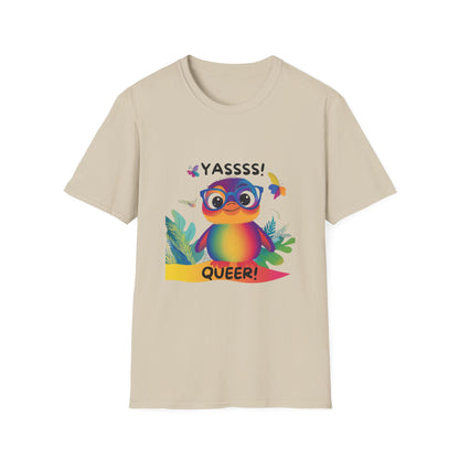 Rainbow Penguin YASSSS QUEER T-Shirt | Cute Pride LGBTQ+ Kawaii Tee