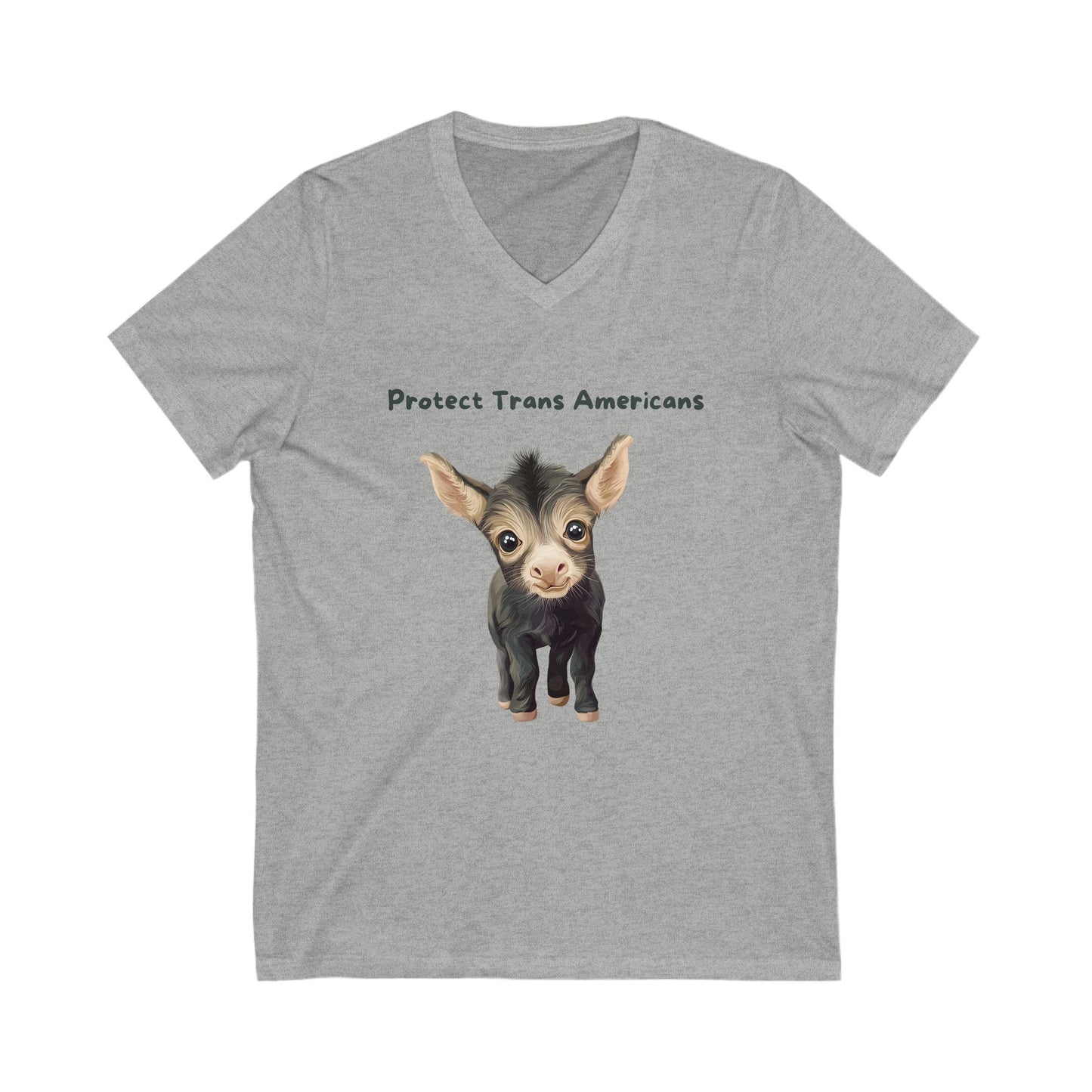 Protect Trans Americans Kawaii Goat V-Neck | LGBTQ+ Pride Support Tee