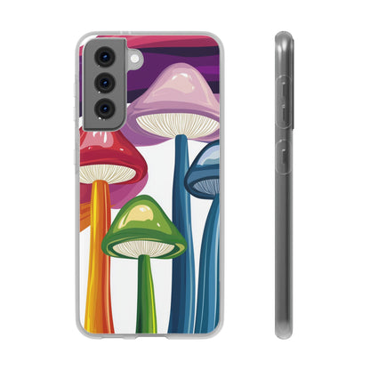 Rainbow Mushroom Flexi Phone Case | Psychedelic Art Clear TPU Cover