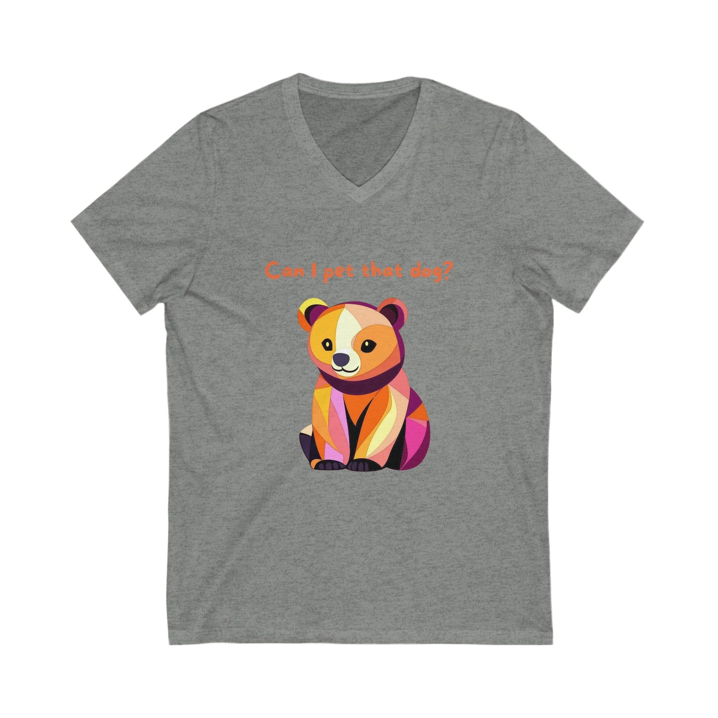 Geometric Dog V-Neck T-Shirt | Cute Puppy Art | Kawaii Pet Lover Gift Tee