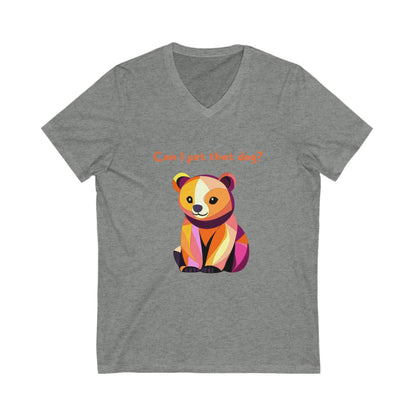 Geometric Dog V-Neck T-Shirt | Cute Puppy Art | Kawaii Pet Lover Gift Tee