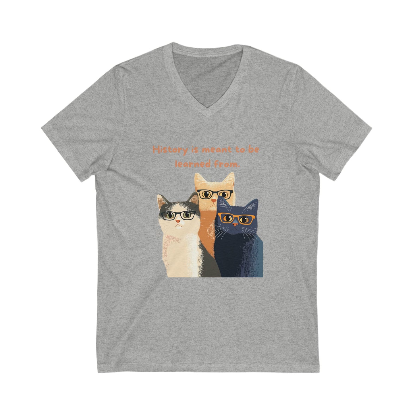Wise Cats V-Neck T-Shirt | History Teacher Gift | Intellectual Cat Lover Unisex Tee