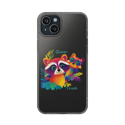 Rainbow Raccoon Queer Trash Clear Phone Case | LGBTQ+ Pride Gift