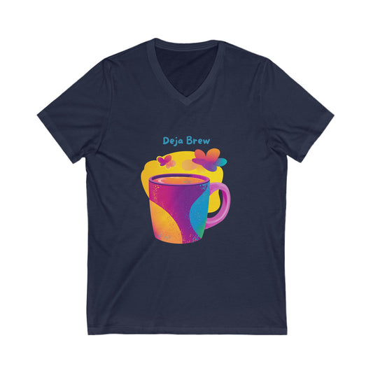 Deja Brew V-Neck T-Shirt | Mystic Coffee Mug Design | Kawaii Coffee Lover Gift