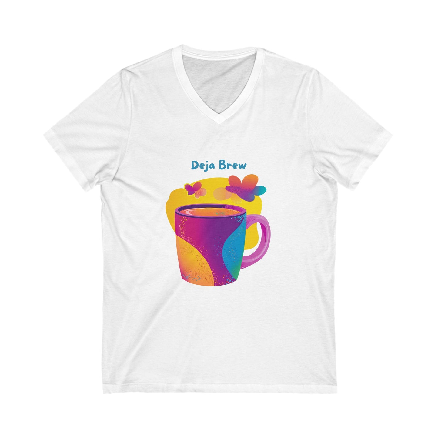 Deja Brew V-Neck T-Shirt | Mystic Coffee Mug Design | Kawaii Coffee Lover Gift