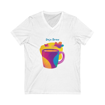 Deja Brew V-Neck T-Shirt | Mystic Coffee Mug Design | Kawaii Coffee Lover Gift