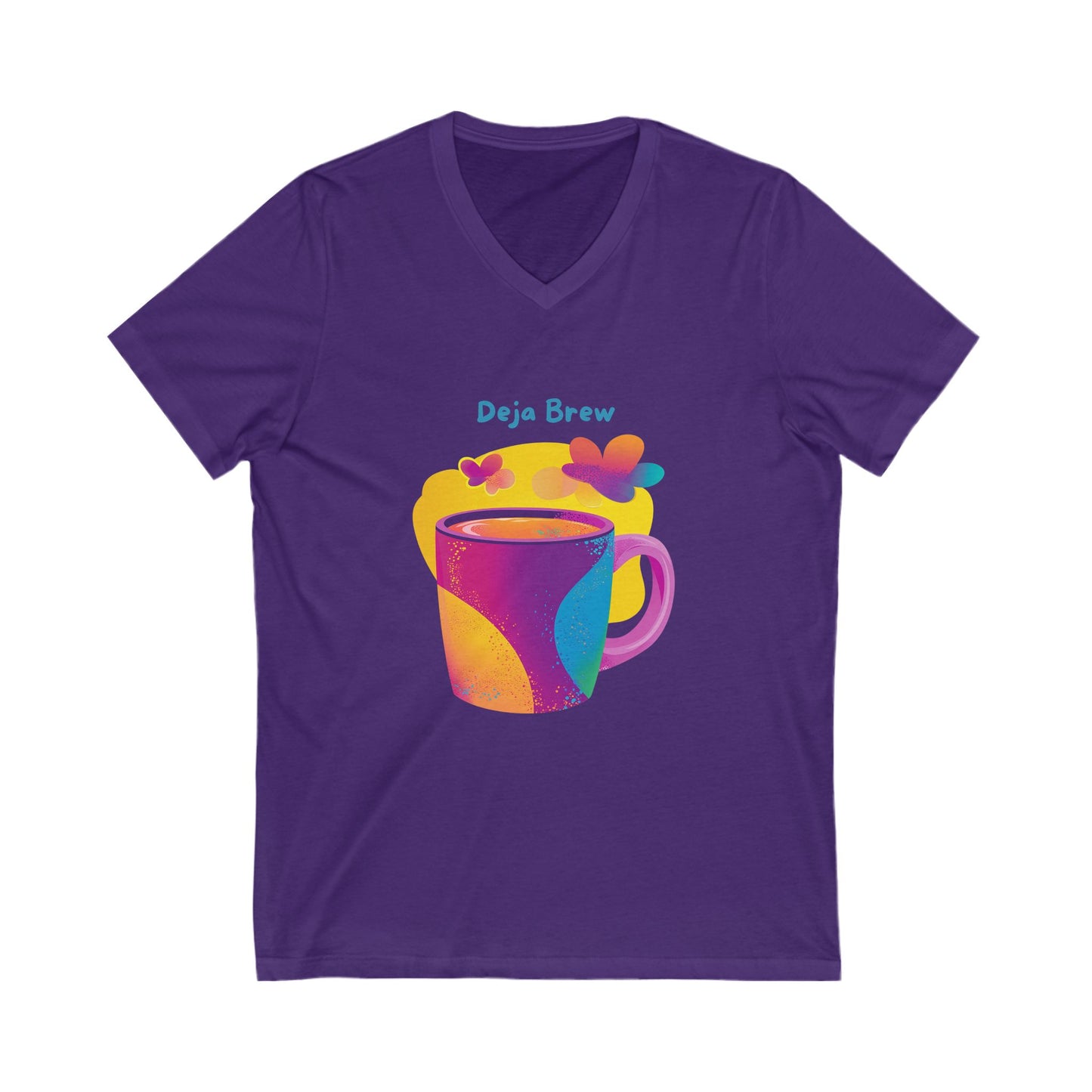 Deja Brew V-Neck T-Shirt | Mystic Coffee Mug Design | Kawaii Coffee Lover Gift