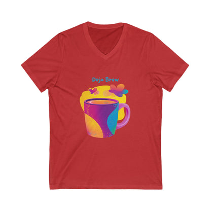 Deja Brew V-Neck T-Shirt | Mystic Coffee Mug Design | Kawaii Coffee Lover Gift