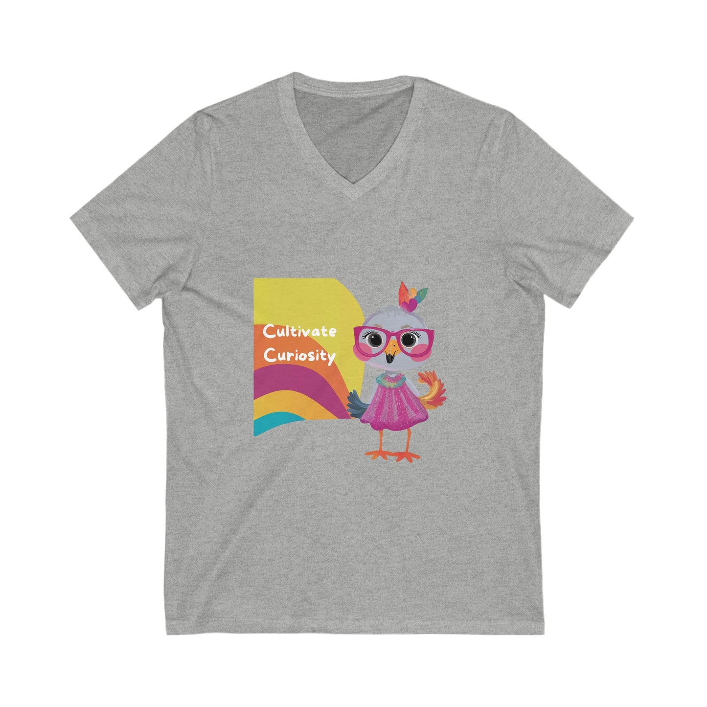 Cultivate Curiosity Owl Teacher V-Neck | LGBTQ+ Education Kawaii T-Shirt