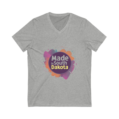 Made in South Dakota V-Neck T-Shirt | Retro State Pride Design | Gradient Circle Unisex Tee