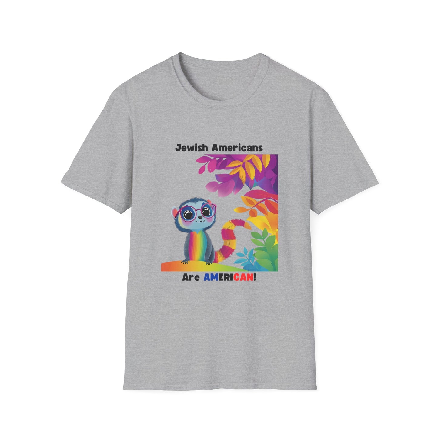 Rainbow Lemur Jewish Pride T-Shirt | Kawaii Activist Unisex Tee | Jewish American Solidarity