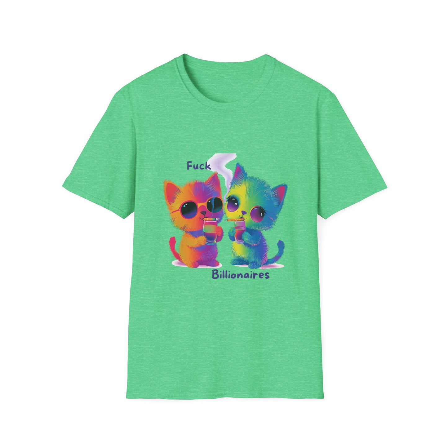 Colorful Cat Protest T-Shirt | Anti-Billionaire Rainbow Kitty Tee