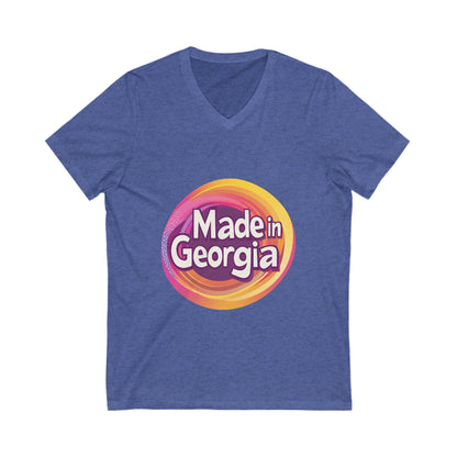 Made in Georgia V-Neck T-Shirt | Retro State Pride Design | Unisex Vintage Tee