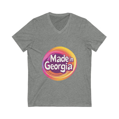 Made in Georgia V-Neck T-Shirt | Retro State Pride Design | Unisex Vintage Tee