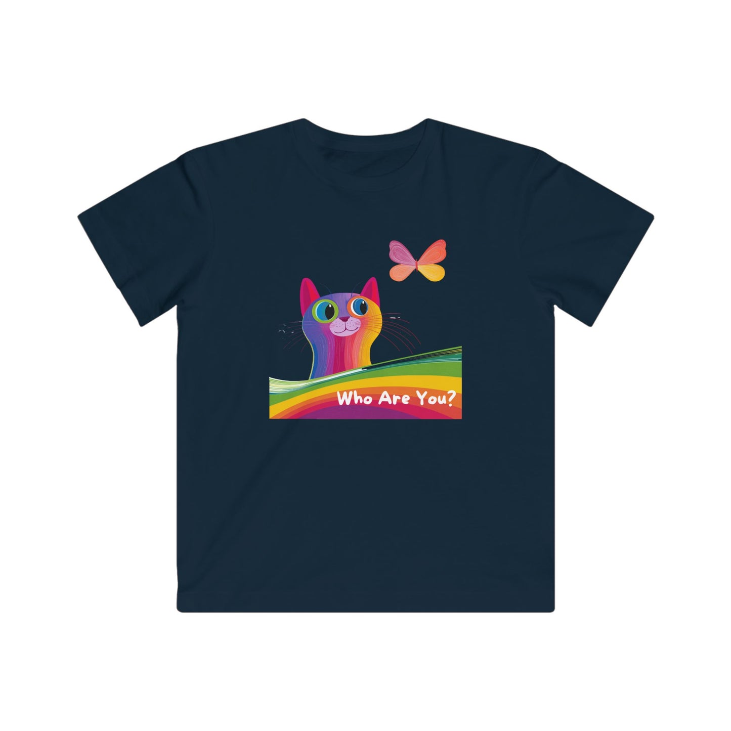Rainbow Cat Kids T-Shirt | LGBTQ Pride Kitten | Identity Affirming Youth Tee