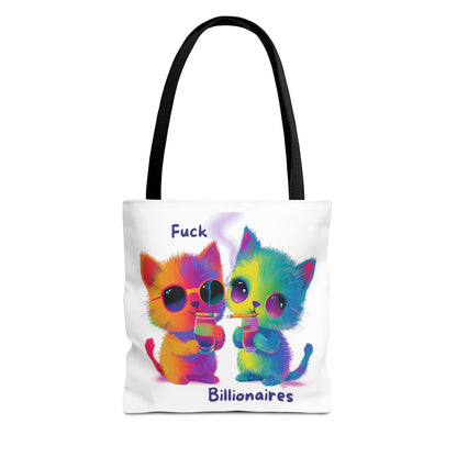 Rainbow Activist Cats Tote Bag | Anti-Billionaire Statement Bag