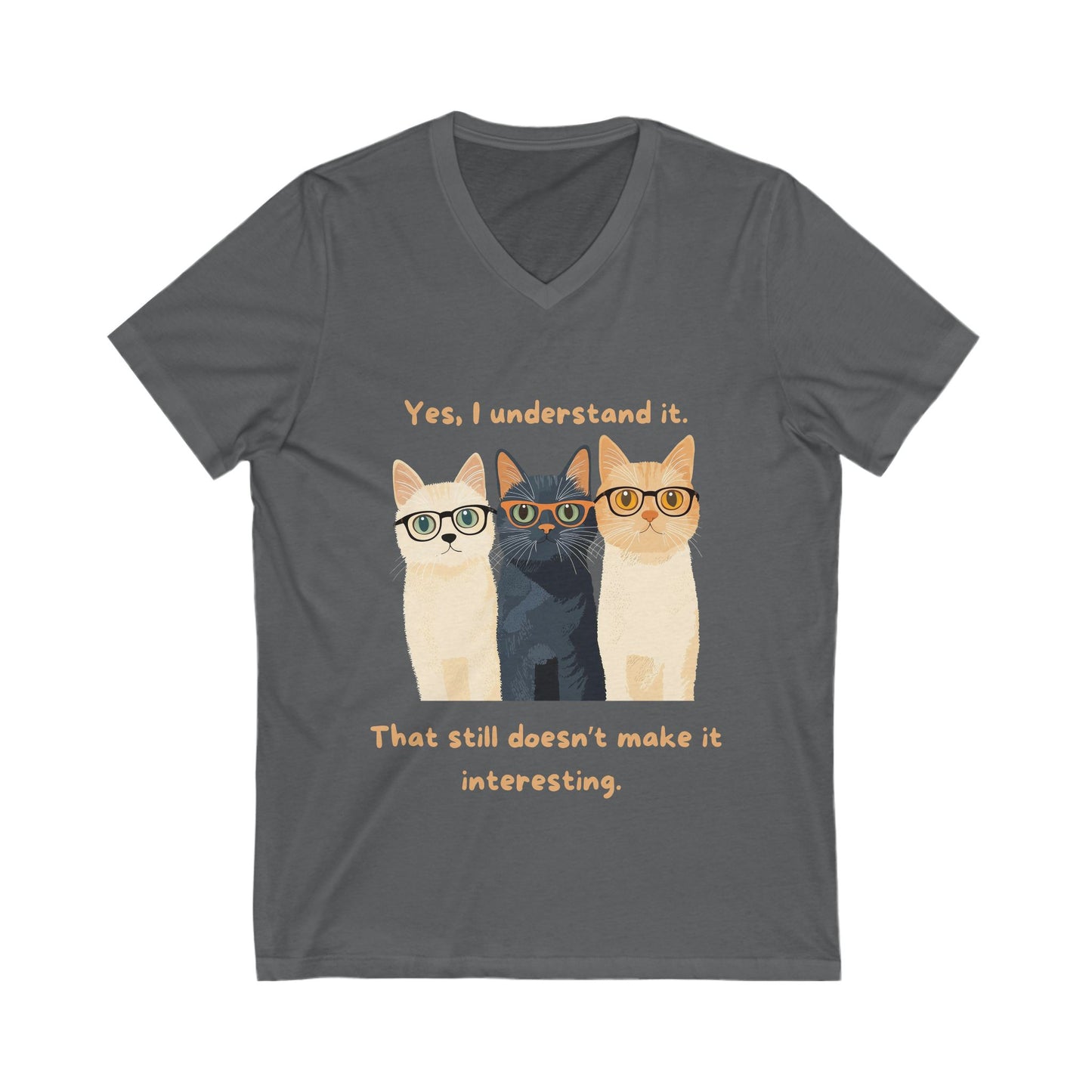 Sarcastic Cats V-Neck T-Shirt | Nerdy Cats with Glasses | Funny Introvert Tee