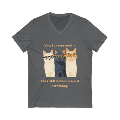 Sarcastic Cats V-Neck T-Shirt | Nerdy Cats with Glasses | Funny Introvert Tee