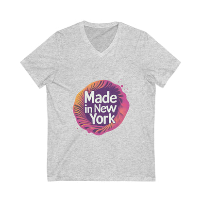 Made in New York V-Neck T-Shirt | Modern NYC Pride Design | Urban Retro Unisex Tee