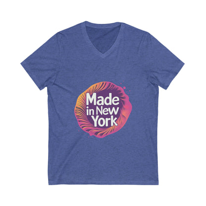 Made in New York V-Neck T-Shirt | Modern NYC Pride Design | Urban Retro Unisex Tee