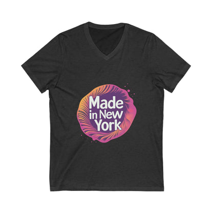 Made in New York V-Neck T-Shirt | Modern NYC Pride Design | Urban Retro Unisex Tee