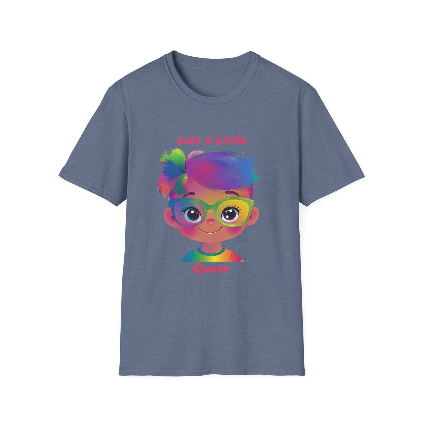 Just a Little Queer Rainbow Pride T-Shirt | Cute Character Unisex Tee