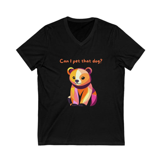Geometric Dog V-Neck T-Shirt | Cute Puppy Art | Kawaii Pet Lover Gift Tee