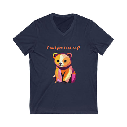 Geometric Dog V-Neck T-Shirt | Cute Puppy Art | Kawaii Pet Lover Gift Tee