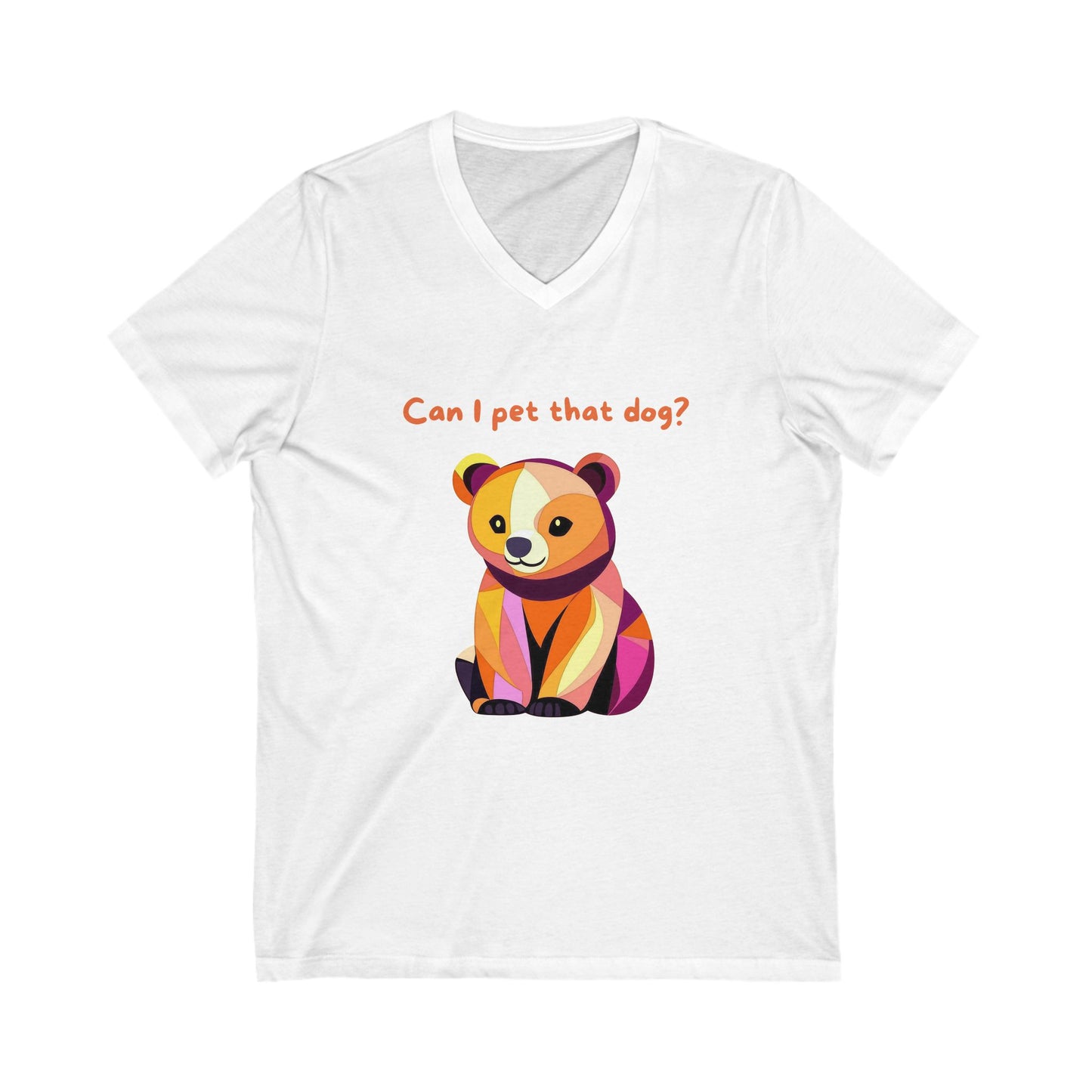 Geometric Dog V-Neck T-Shirt | Cute Puppy Art | Kawaii Pet Lover Gift Tee