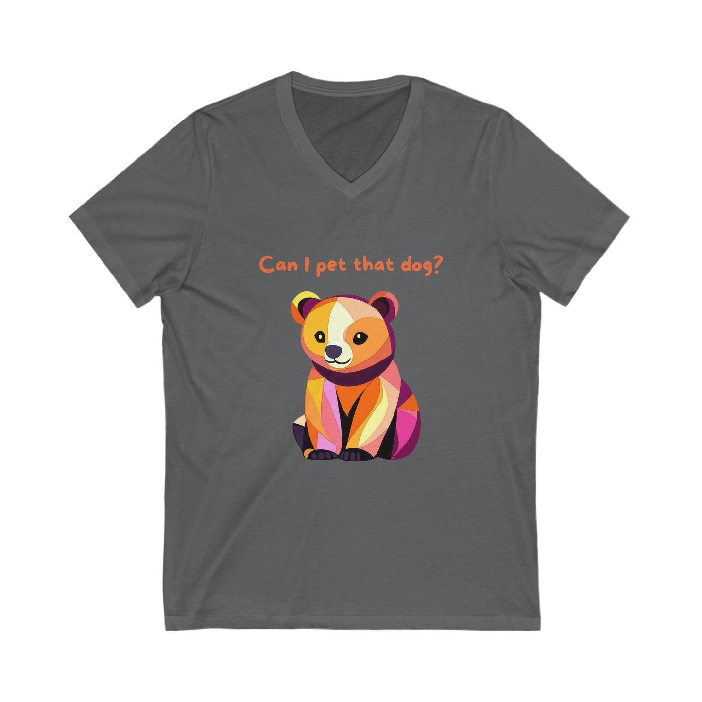 Geometric Dog V-Neck T-Shirt | Cute Puppy Art | Kawaii Pet Lover Gift Tee