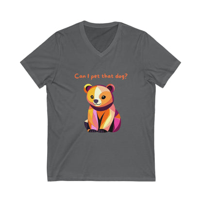 Geometric Dog V-Neck T-Shirt | Cute Puppy Art | Kawaii Pet Lover Gift Tee