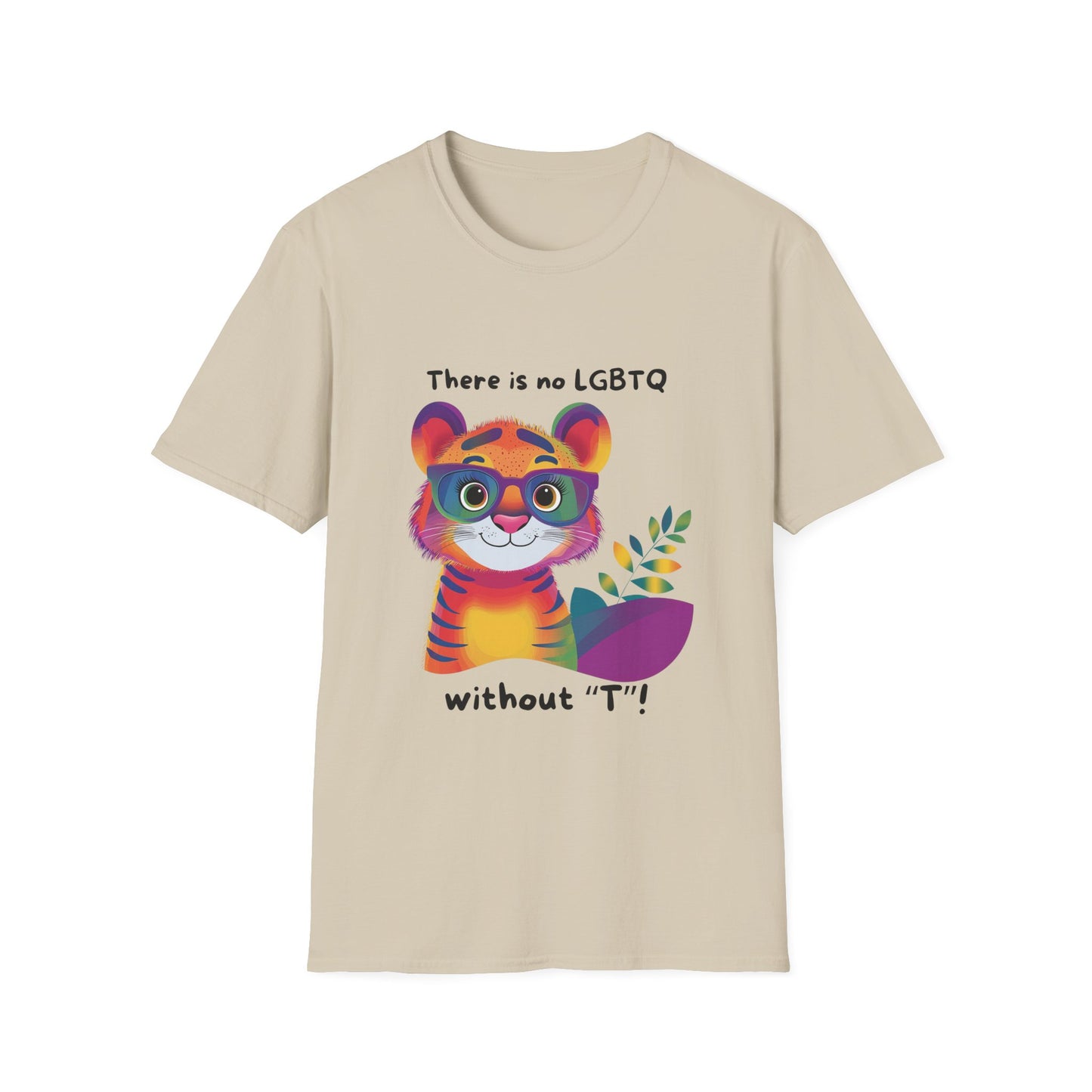 Cute Trans Tiger LGBTQ Pride T-Shirt | Rainbow Kawaii Tiger Unisex Tee