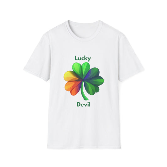 Lucky Devil Rainbow Clover T-Shirt | Pride Shamrock Tee