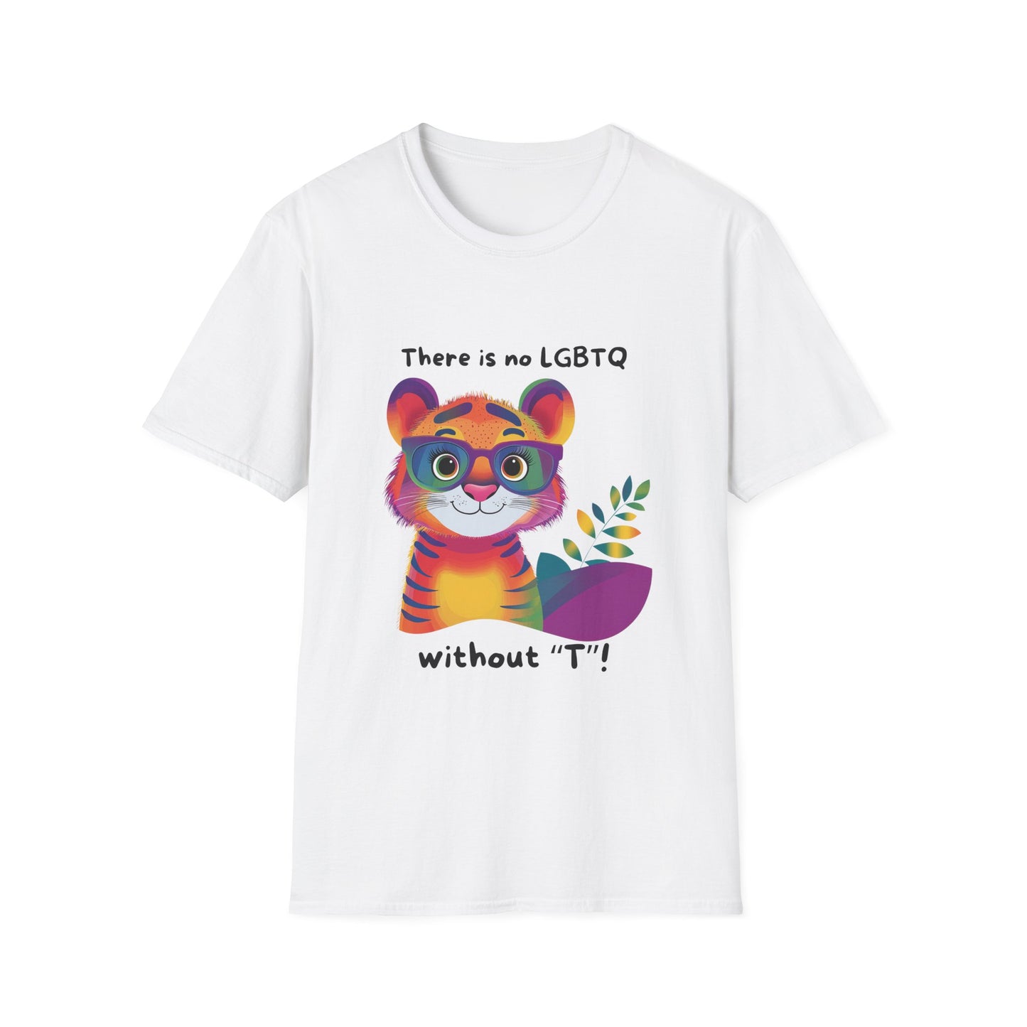 Cute Trans Tiger LGBTQ Pride T-Shirt | Rainbow Kawaii Tiger Unisex Tee
