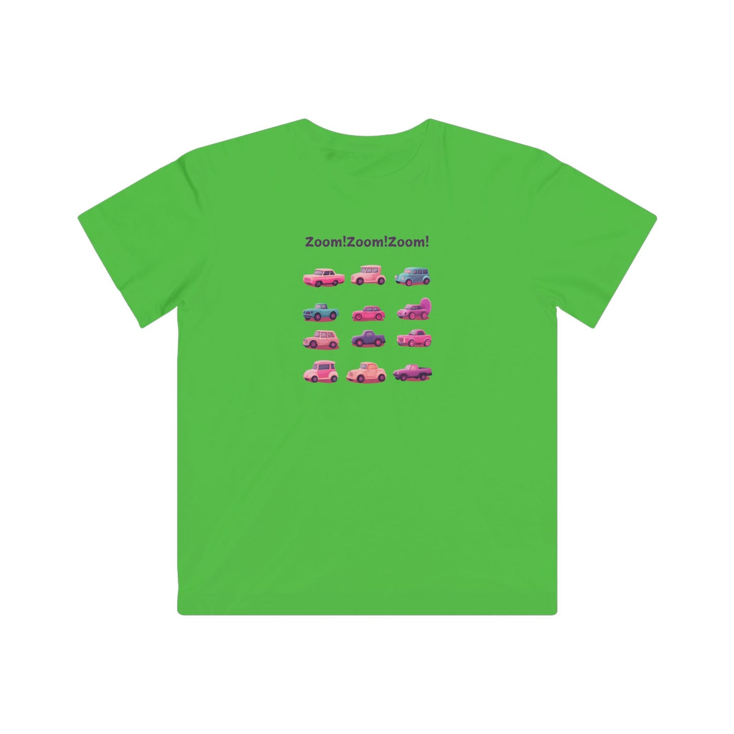 Zoom! Zoom! Kids Car T-Shirt | Kawaii Vehicle Grid Design | Cute Unisex Children's Tee