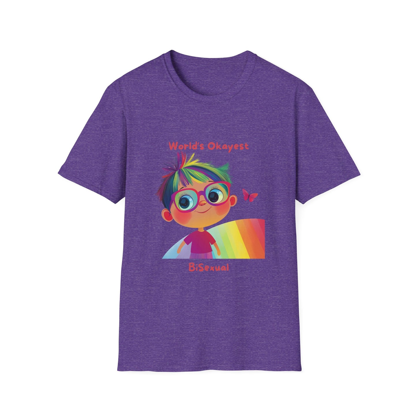 World's Okayest Bisexual T-Shirt | Cute Pride Rainbow Character | Kawaii LGBTQ+ Tee