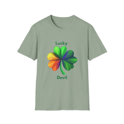 Lucky Devil Rainbow Clover T-Shirt | Pride Shamrock Tee