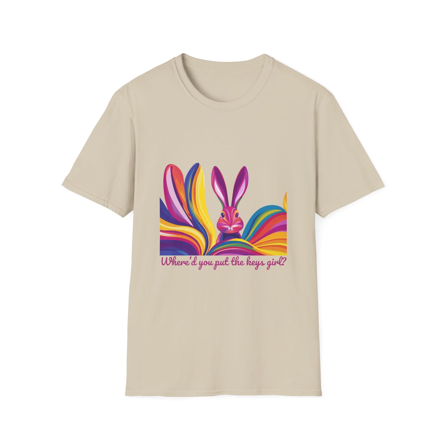 Rainbow Bunny "Where'd You Put The Keys" Pride T-Shirt