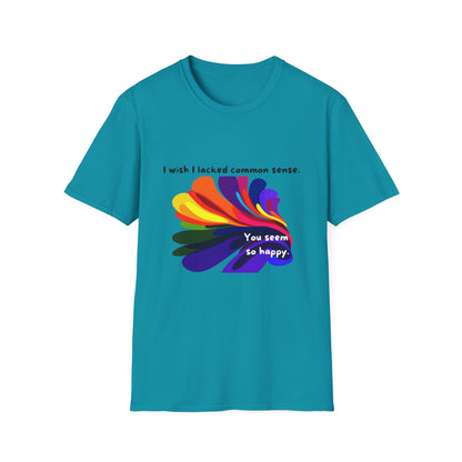 Common Sense Irony T-Shirt | Colorful Abstract Design
