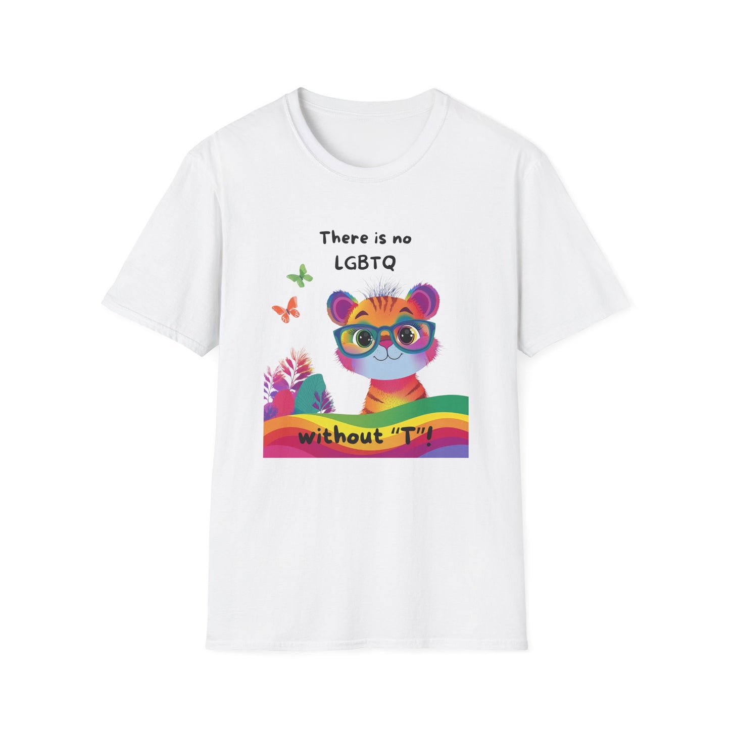 Cute Trans Rights Tiger T-Shirt | LGBTQ Kawaii Pride Activist Tee