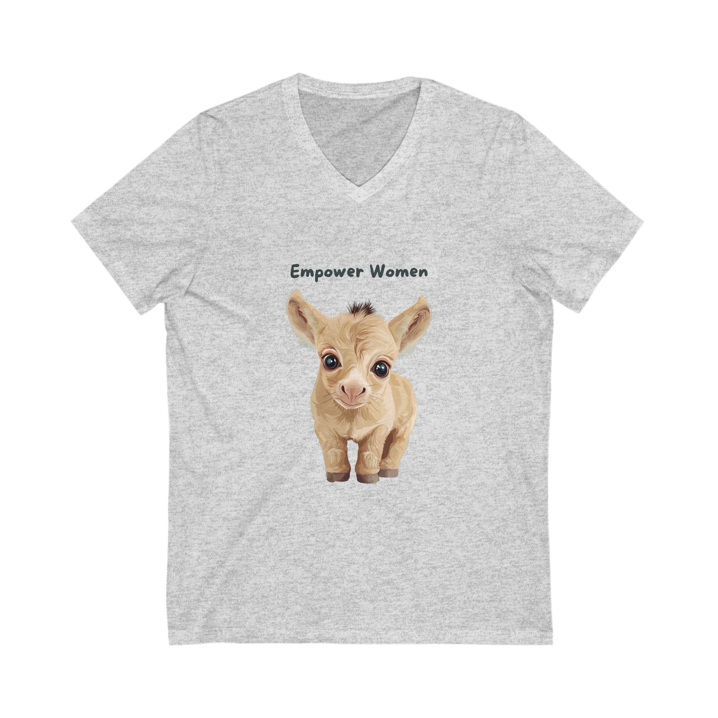Empowered Baby Goat V-Neck T-Shirt | Cute Animal Feminist Tee | Vegan Women's Rights