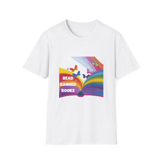 Rainbow Book Pride T-Shirt | Banned Books Butterfly Reading Tee | Literary Activism