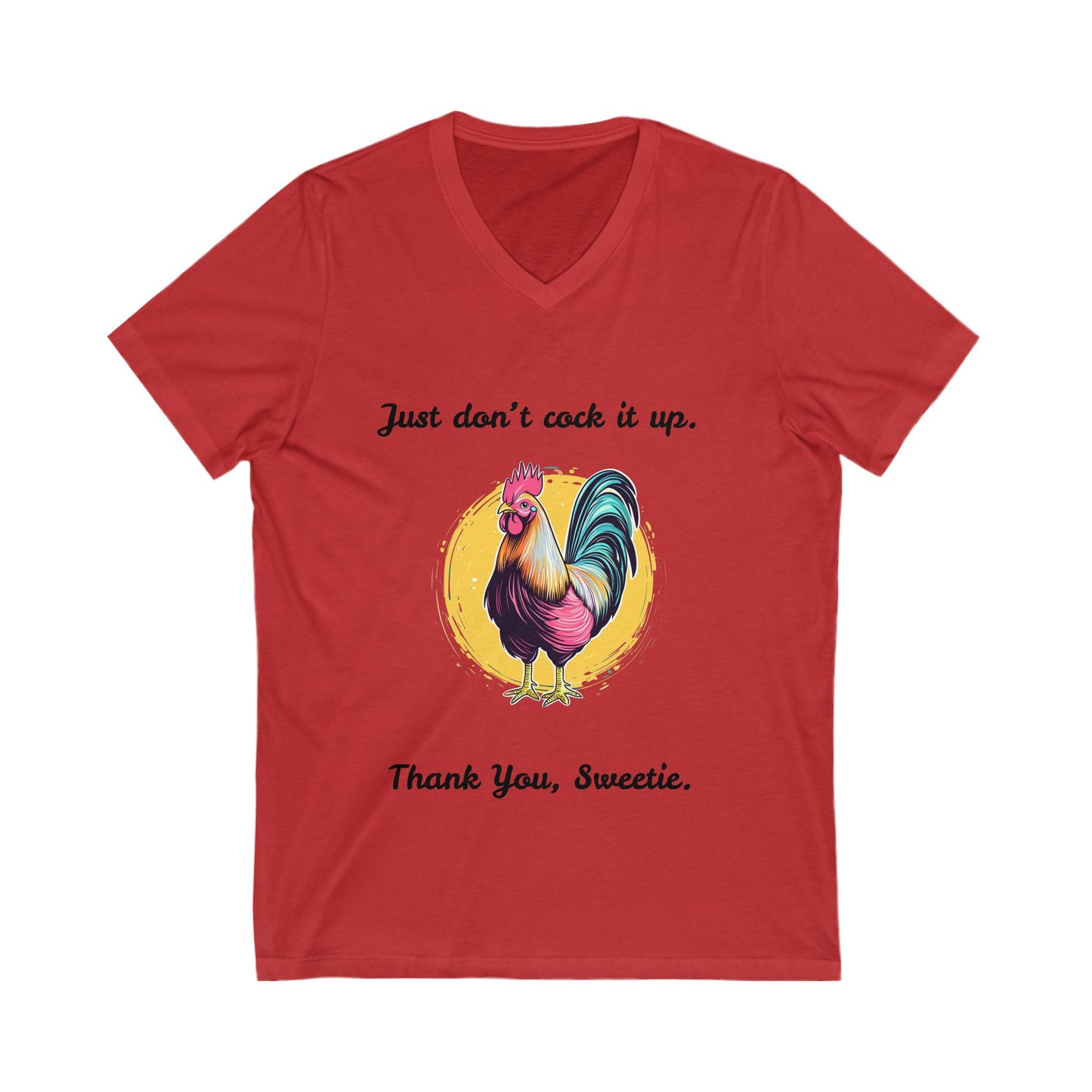 Funny Rooster V-Neck T-Shirt | Farm Life Humor | Vintage Style Chicken Tee