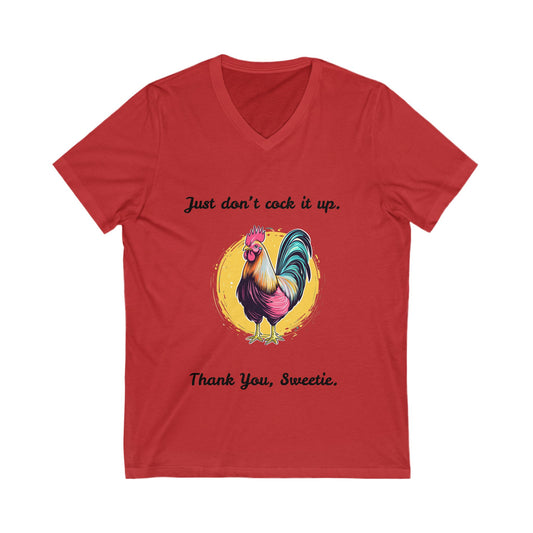 Funny Rooster V-Neck T-Shirt | Farm Life Humor | Vintage Style Chicken Tee